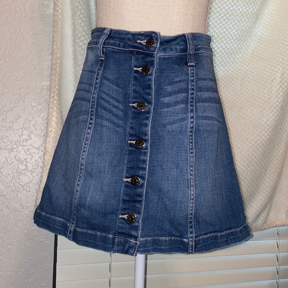 Button down denim skirt